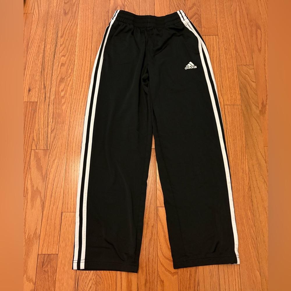 Adidas Kids Black Joggers with White Stripes